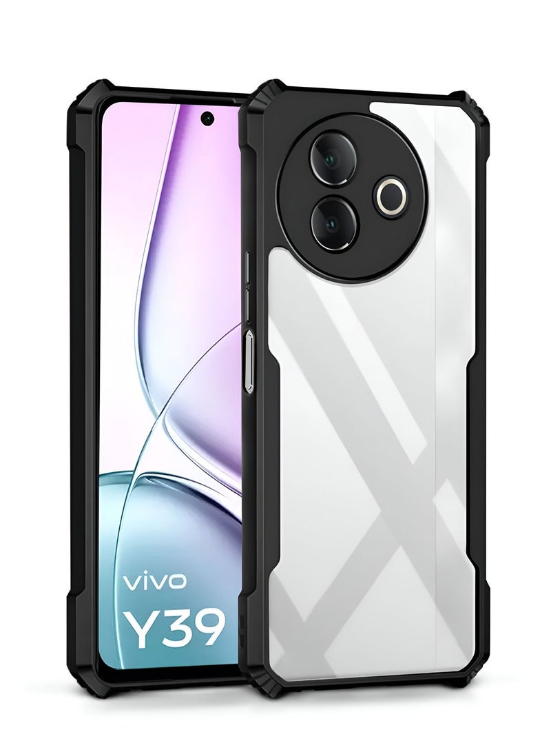 دبليو تيك فيفو Y39 5G 2025 هايبرد TPU سيليكون مع مصدات درع مرتفعة غطاء حافظة رفيع - شفاف / أسود - Image 1