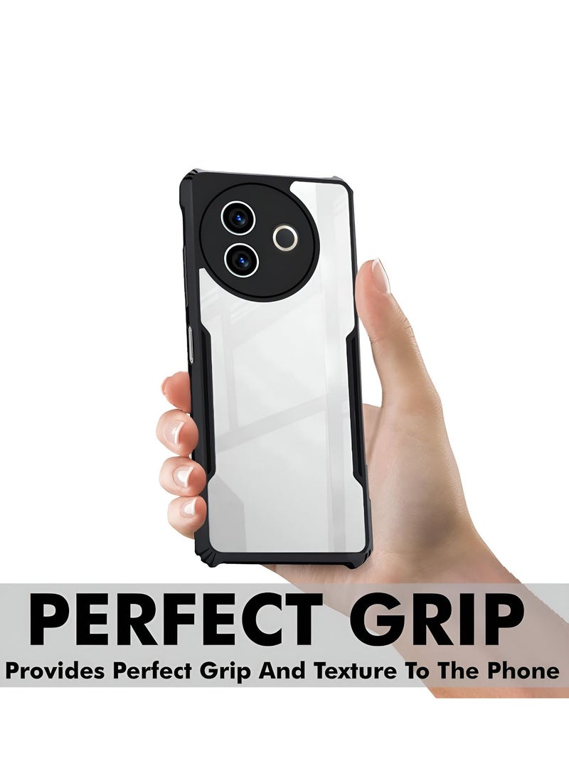 دبليو تيك فيفو Y39 5G 2025 هايبرد TPU سيليكون مع مصدات درع مرتفعة غطاء حافظة رفيع - شفاف / أسود - Image 2