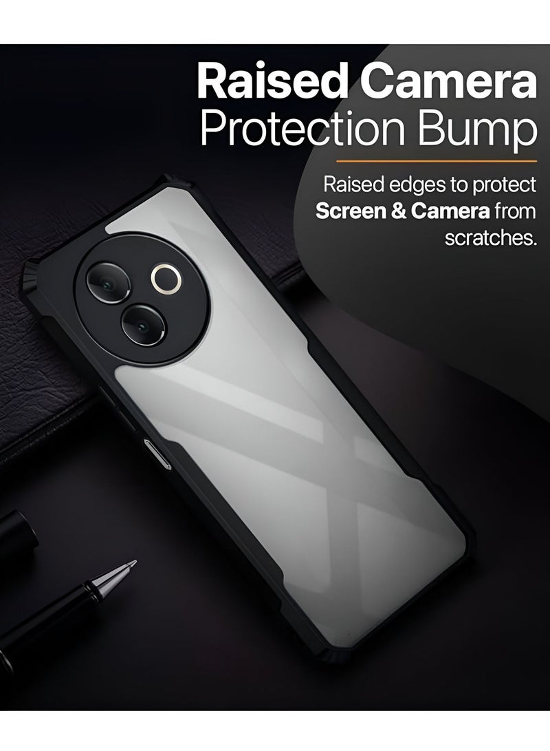 دبليو تيك فيفو Y39 5G 2025 هايبرد TPU سيليكون مع مصدات درع مرتفعة غطاء حافظة رفيع - شفاف / أسود - Image 3