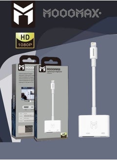 موجماكس محول توصيلة كيبل HD الى ايفون أصلي بمنفذ HDMI و منفذ لايتنينج (ايفون) lightning لشحن الهاتف اثناء التوصيل.  - Image 3