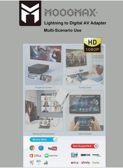 موجماكس محول توصيلة كيبل HD الى ايفون أصلي بمنفذ HDMI و منفذ لايتنينج (ايفون) lightning لشحن الهاتف اثناء التوصيل.  - Image 5