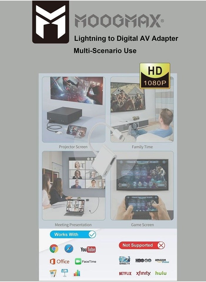 MOOGMAX - Original Lightning To HDMI Digital AV Adapter White. From MOOGMAX. - Image 1