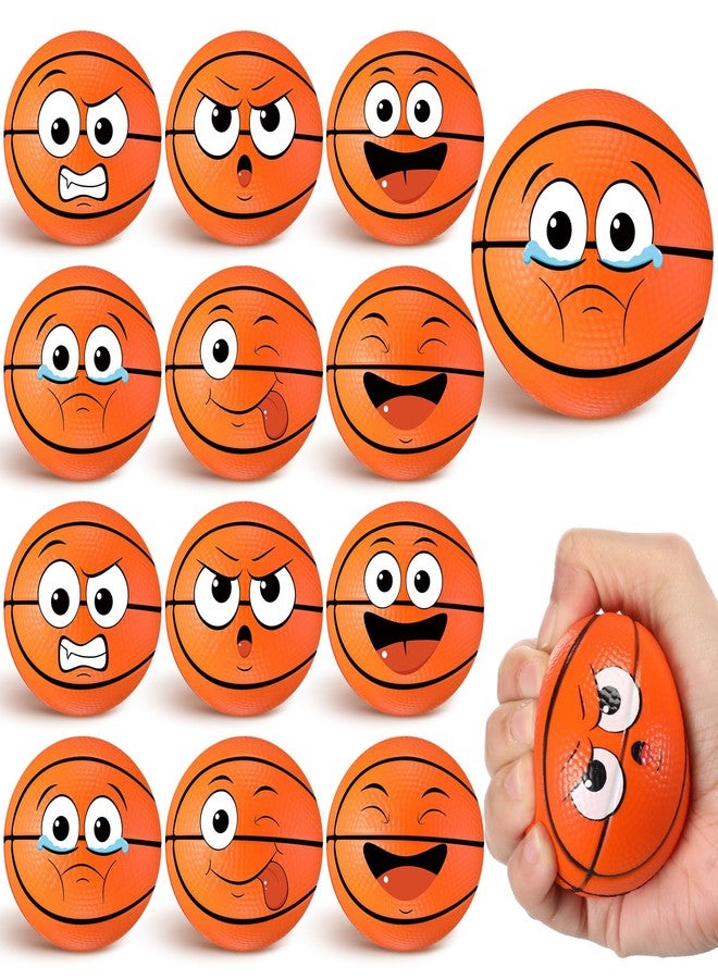 Arrowbash 12 Pcs Mini Face Basketball Stress Balls for Boys Girls 2.5'' Small Fidget Toys Squeeze Foam Balls for Stress and Anxiety Relief Valentines Exchange Gift Party Favors Birthday Decoration - Image 1