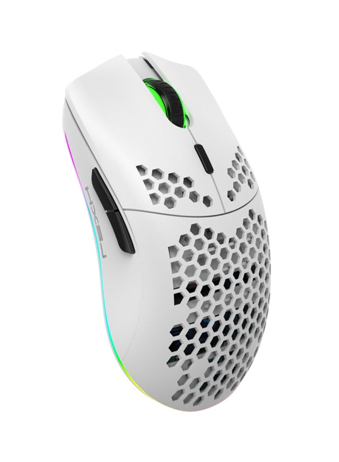 ماوس ألعاب لاسلكي T66 RGB 2.4G مع تصميم مريح DPI قابل للتعديل لأجهزة الكمبيوتر المحمول المكتبية أبيض/فضي أبيض/فضي