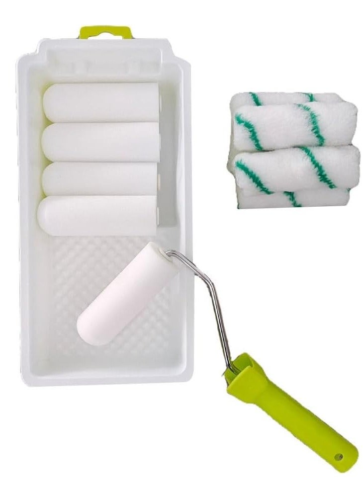 LYNLYN 15 PCS Foam Paint Roller Tray Set, 4-Inch Mini Roller Cover Refills with Frame, Paint Tray, Liners, High-Density Foam Small Roller Naps, Bathtub Refinishing Sponge Roller Kit - Image 3