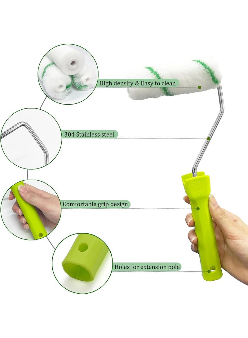 لينلي مجموعة أسطوانات طلاء إسفنجية من 15 قطعة، أسطوانات صغيرة مع إطار، صينية وبطانات، أغطية من الإسفنج عالي الكثافة والألياف الدقيقة للجدران، والأثاث، والأبواب، ومشاريع الطلاء المنزلية. - Image 4