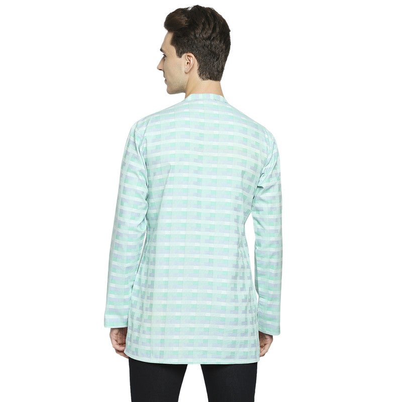 ARCHATTIRE Men’s Green and White Checked Kurta for Men - Image 4
