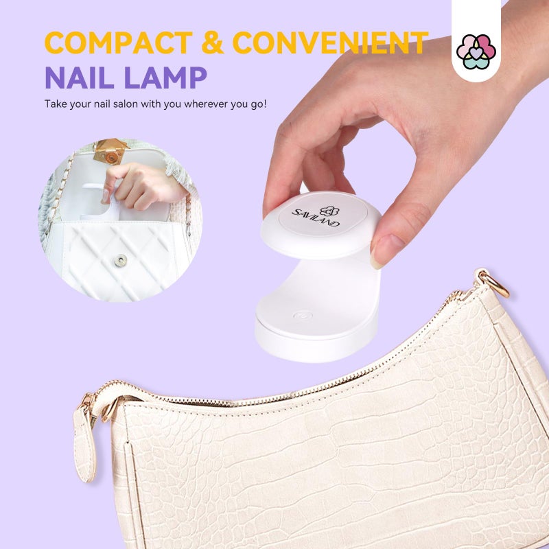 Saviland Mini Nail Lamp, Quick-Dry Gel Nail Lamp 16W, Portable U V Light for Easy and Fast Nail Extension, U V LED Curing Lamp for Manicure Starters DIY Nail Art - Image 3