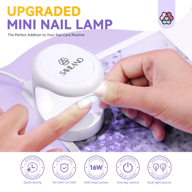 Saviland Mini Nail Lamp, Quick-Dry Gel Nail Lamp 16W, Portable U V Light for Easy and Fast Nail Extension, U V LED Curing Lamp for Manicure Starters DIY Nail Art - Image 2
