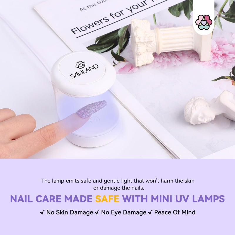 Saviland Mini Nail Lamp, Quick-Dry Gel Nail Lamp 16W, Portable U V Light for Easy and Fast Nail Extension, U V LED Curing Lamp for Manicure Starters DIY Nail Art - Image 5