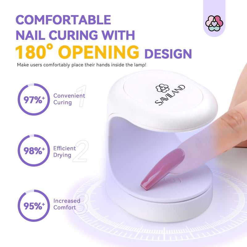 Saviland Mini Nail Lamp, Quick-Dry Gel Nail Lamp 16W, Portable U V Light for Easy and Fast Nail Extension, U V LED Curing Lamp for Manicure Starters DIY Nail Art - Image 4