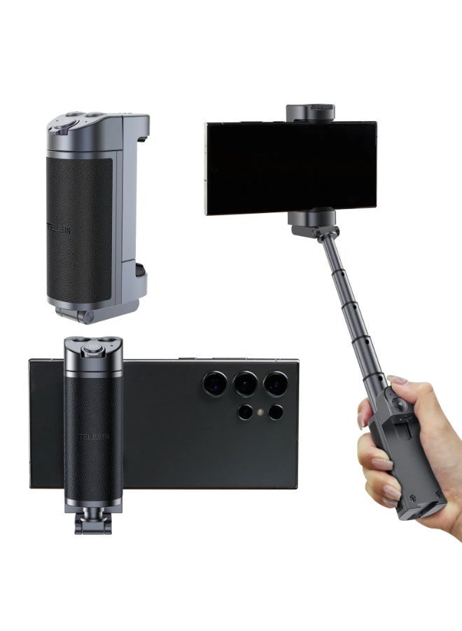 Telesin Versatile Smartphone Selfie Grip Camera Handle with Built In Extendable Selfie Stick, Bluetooth Remote Shutter, SLR Style Phone Camera Grip, One Hand Shooting Handle, Foldable Phone Tripod Stand, Universal Mobile Photography and Video Accessories - Image 5