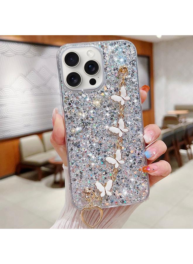 Zaboon Case For iPhone 13 Pro Max Starry Sequin Butterfly Chain Epoxy TPU Phone Case - Image 1