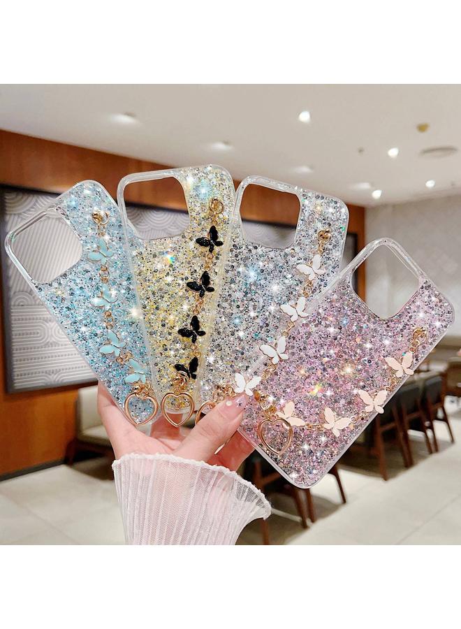 Zaboon Case For iPhone 13 Pro Max Starry Sequin Butterfly Chain Epoxy TPU Phone Case - Image 3