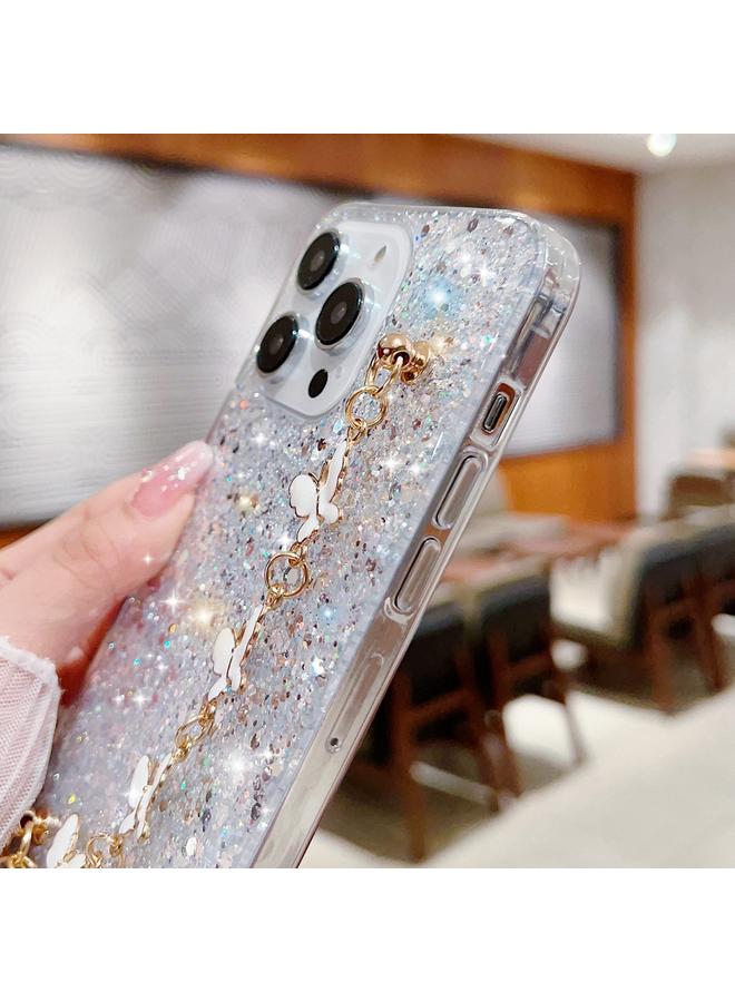 Zaboon Case For iPhone 13 Pro Max Starry Sequin Butterfly Chain Epoxy TPU Phone Case - Image 5