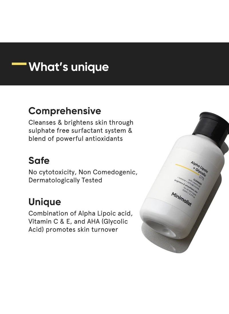 7% ALA And AHA Brightening Face Wash With Vitamin B5 100ml