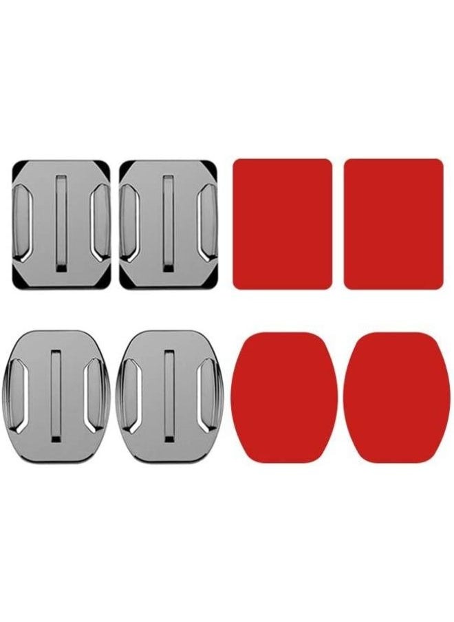 Generic - 4 Pieces Flat & Curved Helmet Mount Set with Strong Adhesive Sticker Compatible with GoPro Hero 9 8 7 6 5+ Yi 4K Action Camera - Image 1