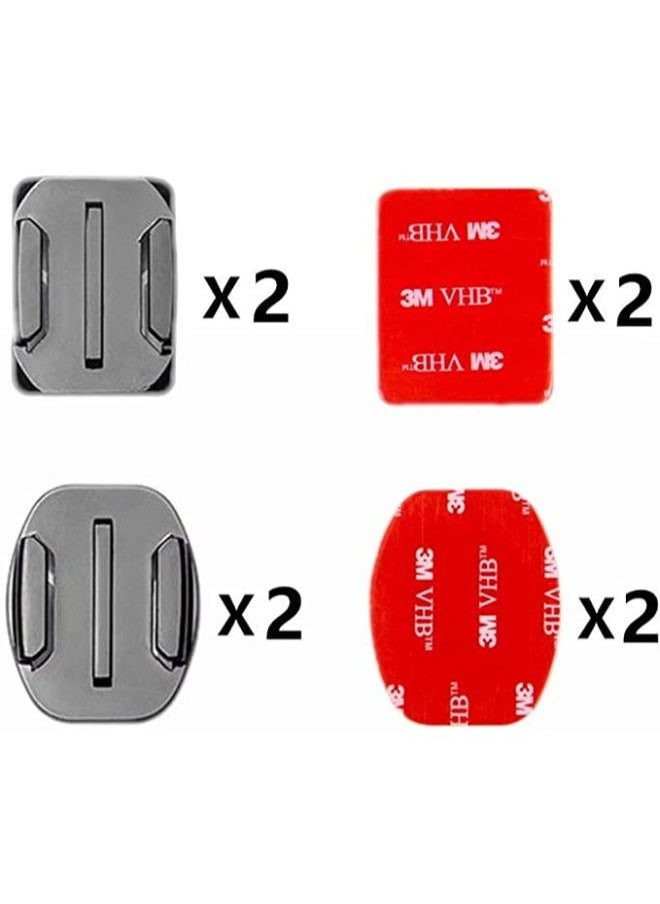 Generic - 4 Pieces Flat & Curved Helmet Mount Set with Strong Adhesive Sticker Compatible with GoPro Hero 9 8 7 6 5+ Yi 4K Action Camera - Image 1