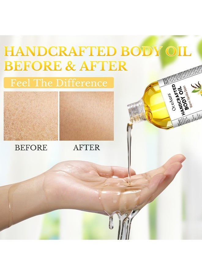 OceAura Warm Vanilla Bean Body Massage Oil, Body Juice Oil Vanilla, Moisturizing Body Oil Vanilla, Handcrafted Body Oil, Smooth Supple Skin, Natural Massage Oil For Date Night, Moisturising Body Oil For Dry Skin, Organic, Vegan, 118ml - Image 4