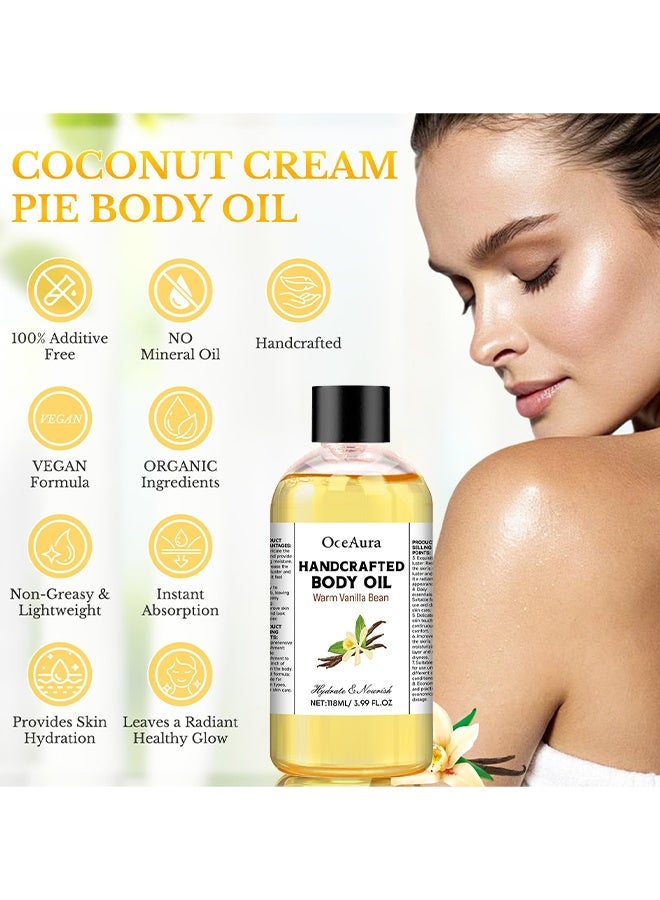 OceAura Warm Vanilla Bean Body Massage Oil, Body Juice Oil Vanilla, Moisturizing Body Oil Vanilla, Handcrafted Body Oil, Smooth Supple Skin, Natural Massage Oil For Date Night, Moisturising Body Oil For Dry Skin, Organic, Vegan, 118ml - Image 3