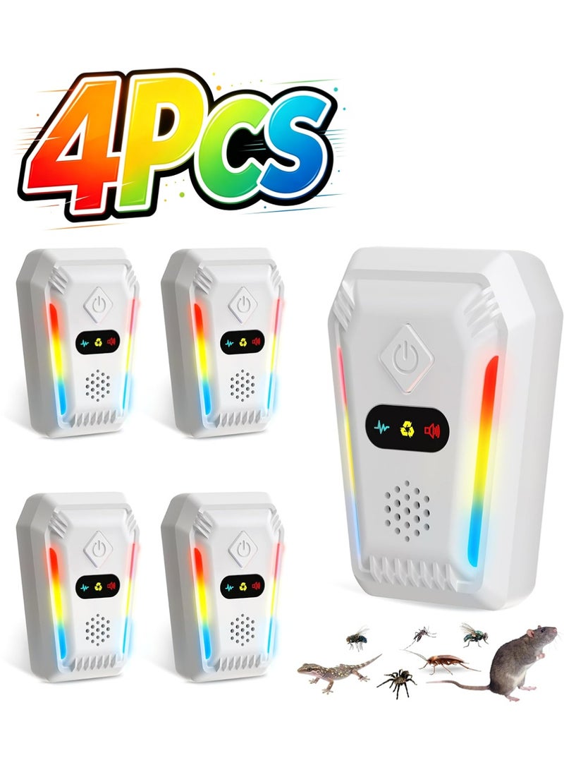 YOUGE 4Pcs Ultrasonic Pest Repeller - Powerful Mouse Repellent Mosquito Repellent Plug In Pest Control Ideal For Mice Mosquitoes Cockroaches Ants Home Office Warehouse Mice Rats Mosquitoes Cockroach Moths Ants Repellent - Image 1