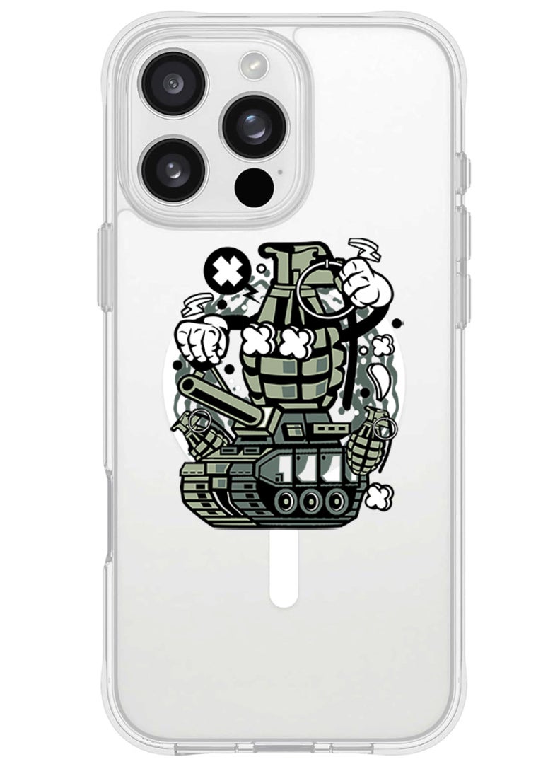 Theodor iPhone 16 Pro Max Magsafe Magnetic Case for iPhone Compatible with Wireless Charging, Shockproof Phone Bumper Cover - grenade - Image 1