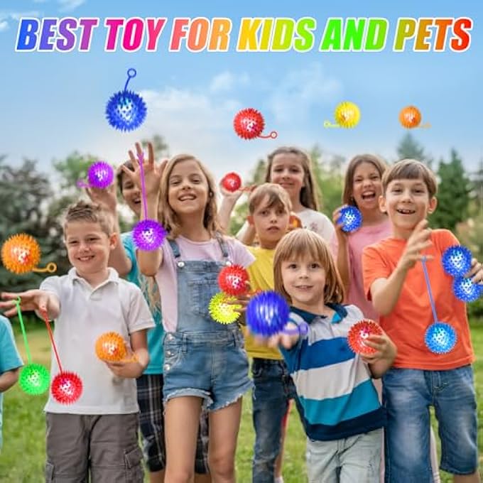 SHQDD 12 PCS Light up Ball, LED Bouncy Ball, Flashing Squeaky Ball, Spiky Balls for Kids, 2.55inch Light up Sensory Toys, Glow in The Dark Toys, for Party Favors, Prizes for Kids, Classroom Prizes - Image 5