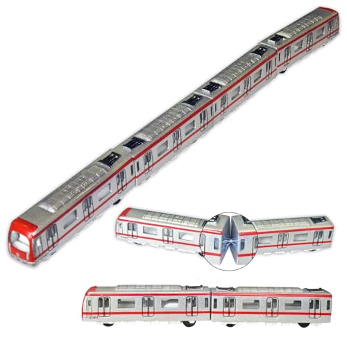 OTONOPI 4 Pcs Toy Train Set Alloy Subway Underground Magnetic Subway Toys Die cast Bullet Train with Magnetic Connectors Linked High Speed Locomotive Engine Toy Car for Kids Age 3 Up - Image 1