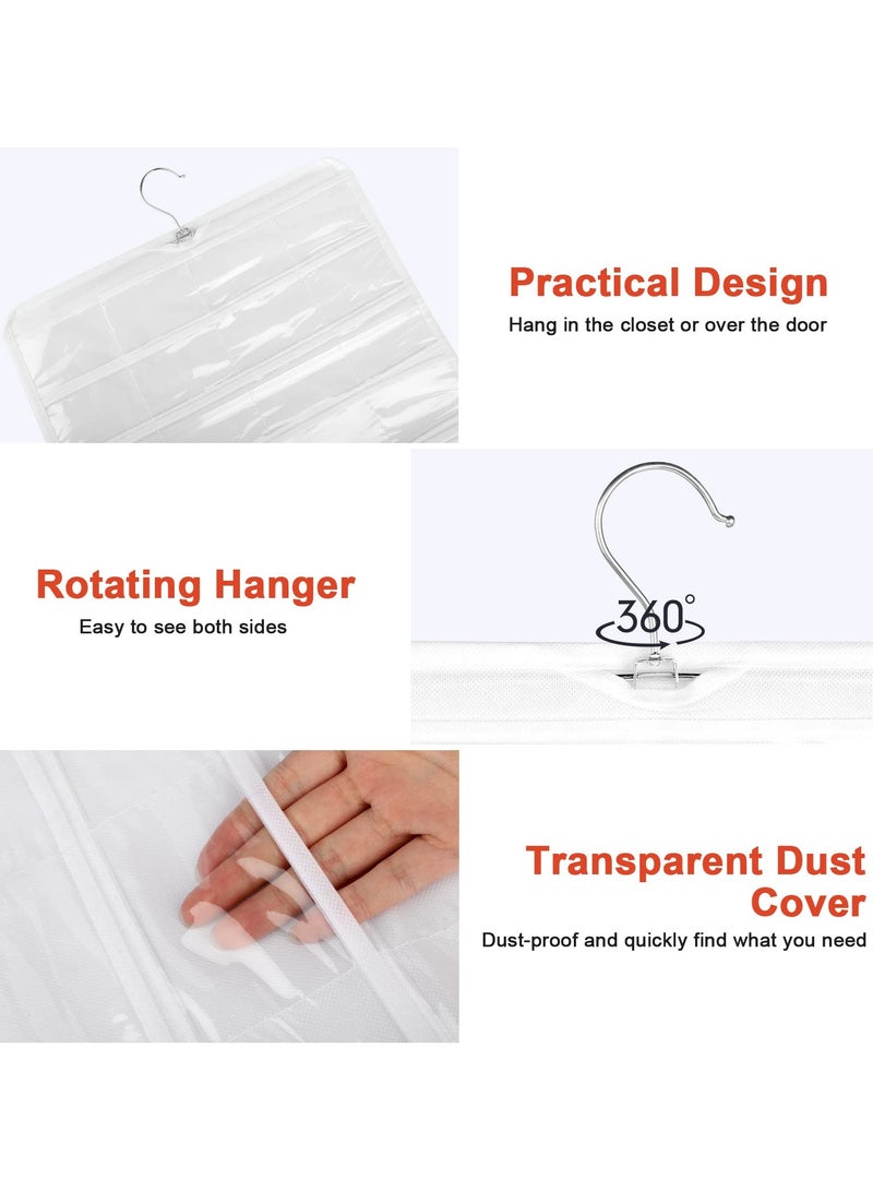 Excefore Hanging Jewelry Organizer, 2 Pcs Accessories Organizer, 160 Clear Pockets Double Sides Wardrobe Storage Holder Bag with Hook for Travel Storing Jewelries Earrings Necklaces Makeups Rings - Image 4