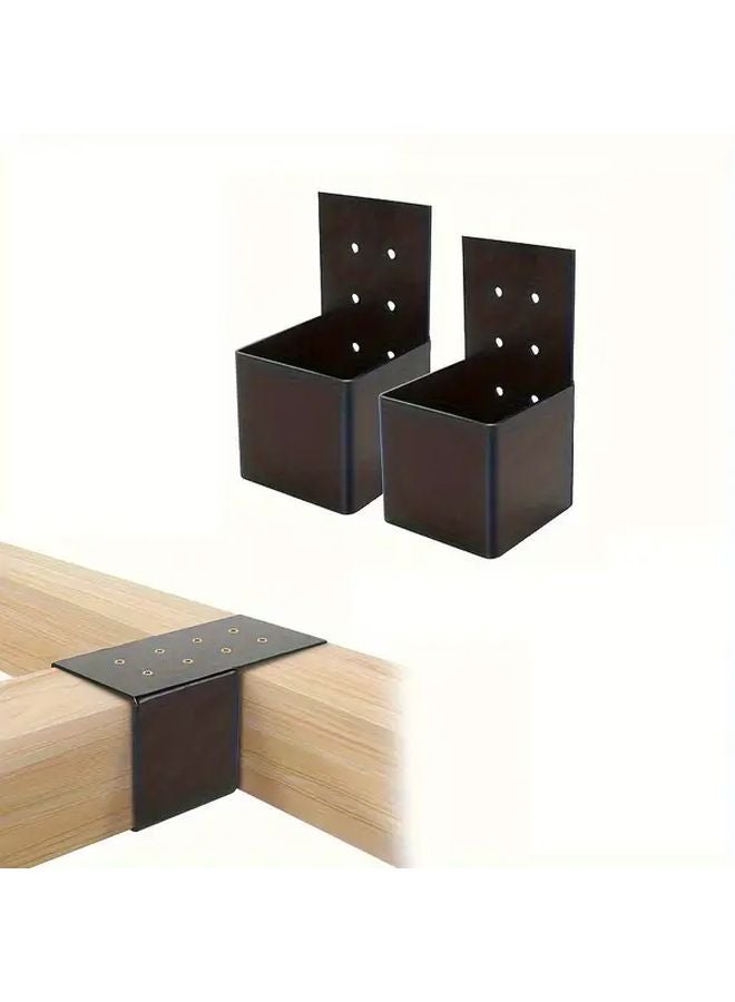 طقم أقواس جازيبو حديدي ثقيل أسود مع مسامير 10 × 16 سم لموصل عمود خشبي - Image 3