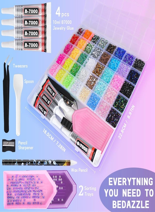 BestNow 46000Pcs Resin Jelly Rhinestones for Bedazzling, 40 Colors 3mm Flatback Rhinestones with 4Pcs 10ml B7000 Jewelry Glue & Tools, Bedazzling Kit for Nail Art Crafting Book Makeup - Image 2