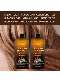 First Botany Castor Oil Shampoo and Conditioner - An Anti Hair Loss Set Thickening formula For Hair Regrowth, Anti Thinning Sulfate Free For Men & Women Anti Dandruff Treatment - 16 oz  - Image 4