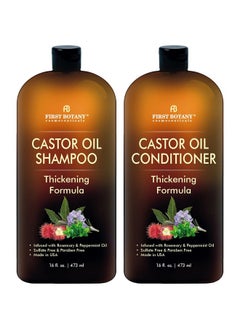First Botany Castor Oil Shampoo and Conditioner - An Anti Hair Loss Set Thickening formula For Hair Regrowth, Anti Thinning Sulfate Free For Men & Women Anti Dandruff Treatment - 16 oz  - Image 1