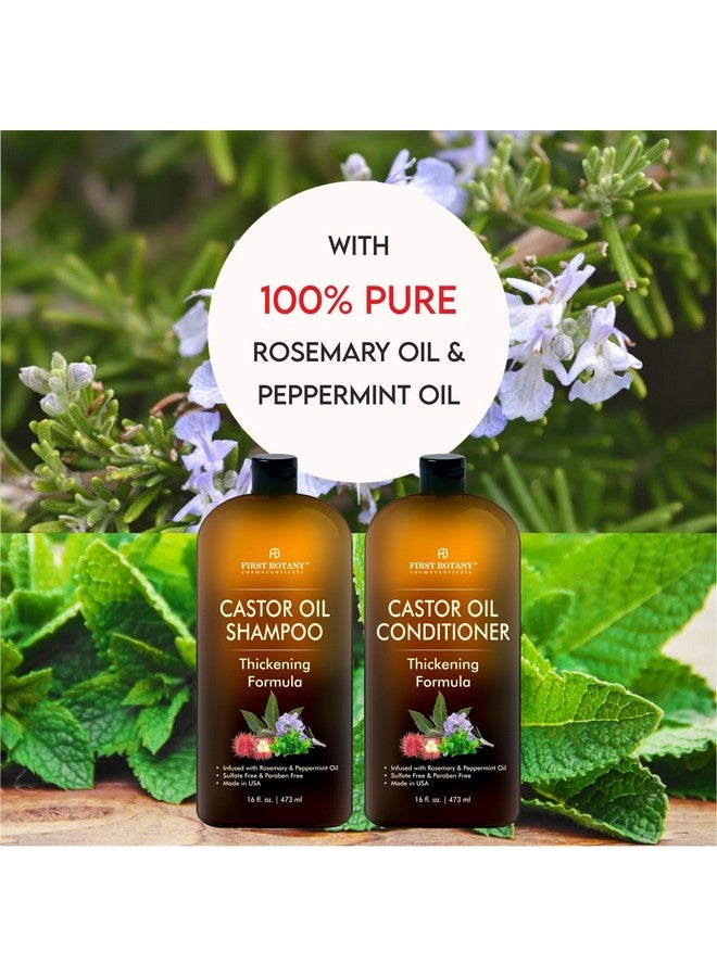 First Botany Castor Oil Shampoo and Conditioner - An Anti Hair Loss Set Thickening formula For Hair Regrowth, Anti Thinning Sulfate Free For Men & Women Anti Dandruff Treatment - 16 oz - Image 3