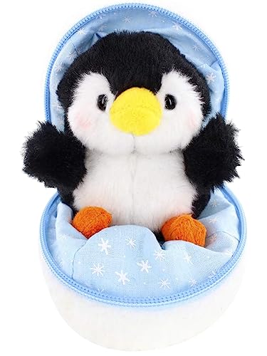 Made By Aliens Snowball Zip up Surprise Egg Stuffed Animal 6 inch Cute and Soft Plush Toy Assortment for Friends Family All Ages Spring Holidays Easter Birthday Penguin - Image 1