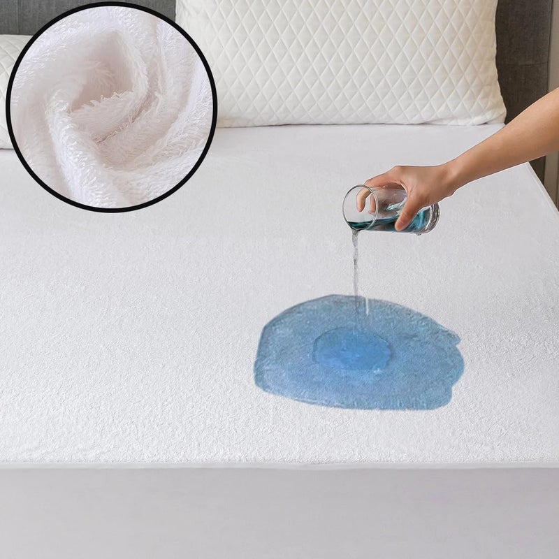 Flippeddream Cooling Queen Mattress Protector100 Waterproof Noiseless Rayon Fiber Mattress Cover 60 x 80 Size Bed Soft Breathable Guards Against Spills Matterss Pad Pockets Up to 21