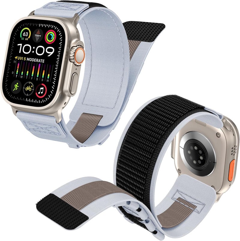 إكسفور حزام نايلون قوي من Excefore لساعة Apple Watch Ultra 2، متوافق مع موديلات 49مم، 45مم، 44مم، 42مم، حزام منسوج بحلقة رياضية فردية مع فيلكرو لسلسلة iWatch 9، 8، 7، SE، 6، Ultra، للرجال - Image 3
