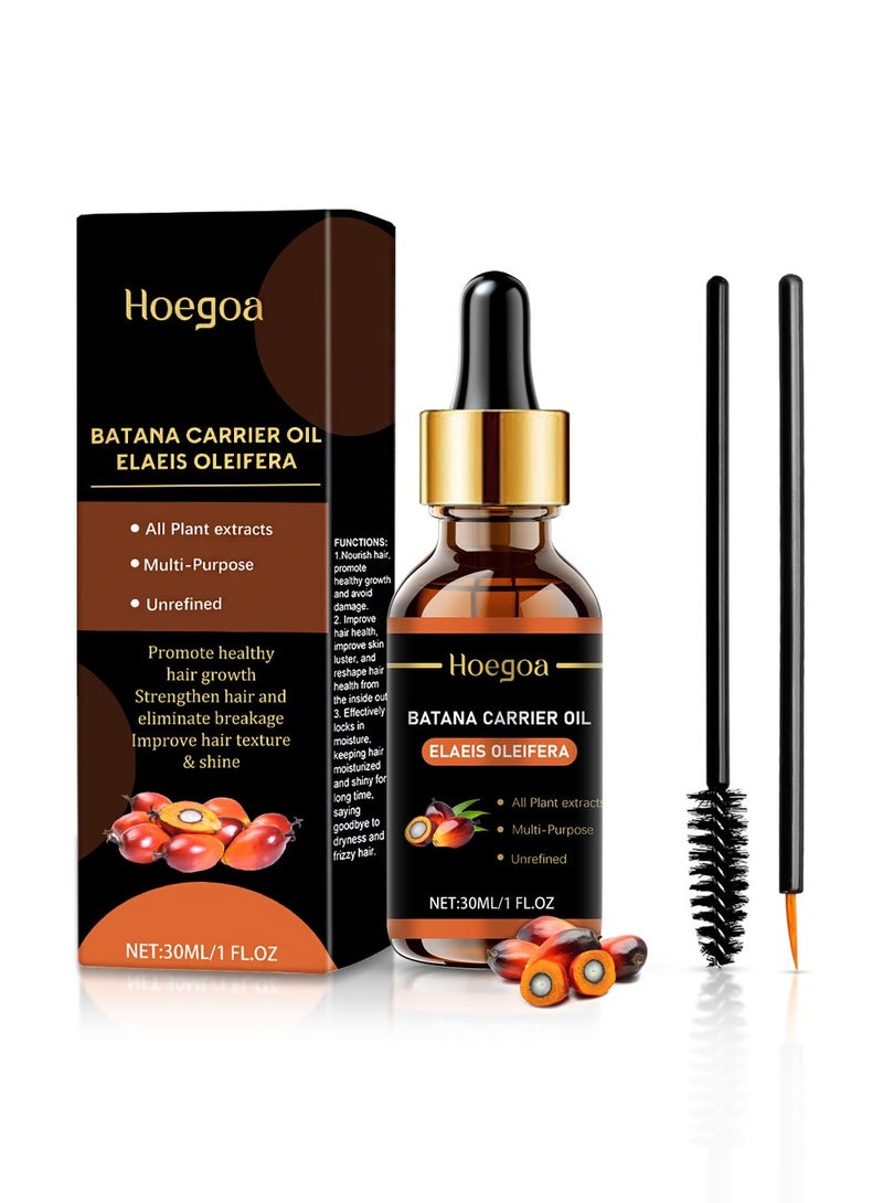 HOEGOA Batana Oil Organic for Hair Growth - Batana Oil for Healthy Hair，Strengthen Hair and Eliminate Breakage,Improve Hair Texture and Shine - with two types Brush for Hair and Hair Crack.30ml - Image 1
