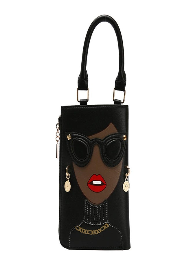 KUANG! Women Novelty Lady Face Shoulder Bags Funky PU Leather Top Handle Satchel Handbags Clutch Purse for Women - Image 1