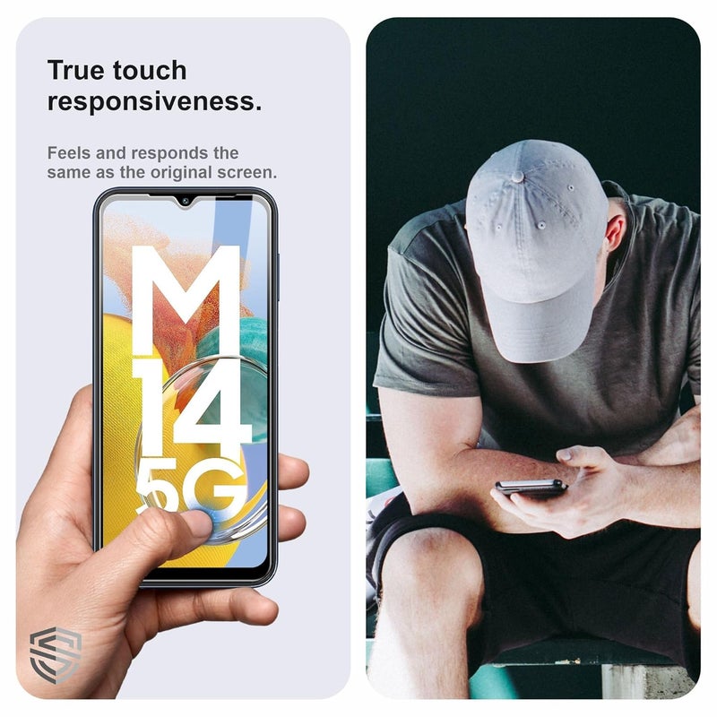 Skyddshield Military-Grade Gorilla Tempered Glass For Samsung Galaxy M14 and Samsung Galaxy F14 (6.6 Inch) With Installation Kit | Edge to Edge Coverage | Black - Image 4