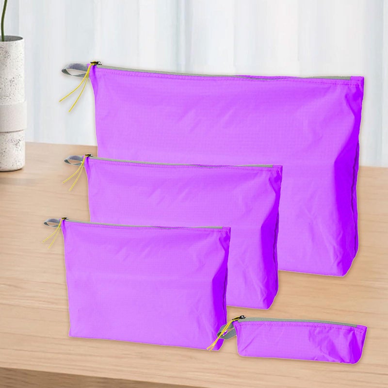 Lightweight Nylon Travel Toiletry Bag Organizer Compact Zippered For Hiking Camping Accessories In Orange - Image 4