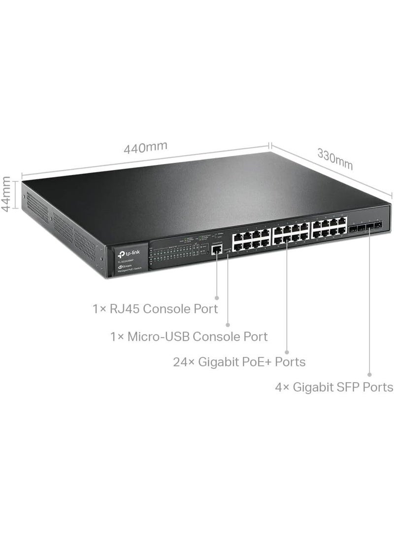 TP-Link TL-SG3428MP – 24-Port Gigabit L2+ Managed PoE+ Switch (384W), 4 SFP Slots, Omada SDN Integrated, PoE Auto Recovery, IPv6 & Static Routing - Image 2