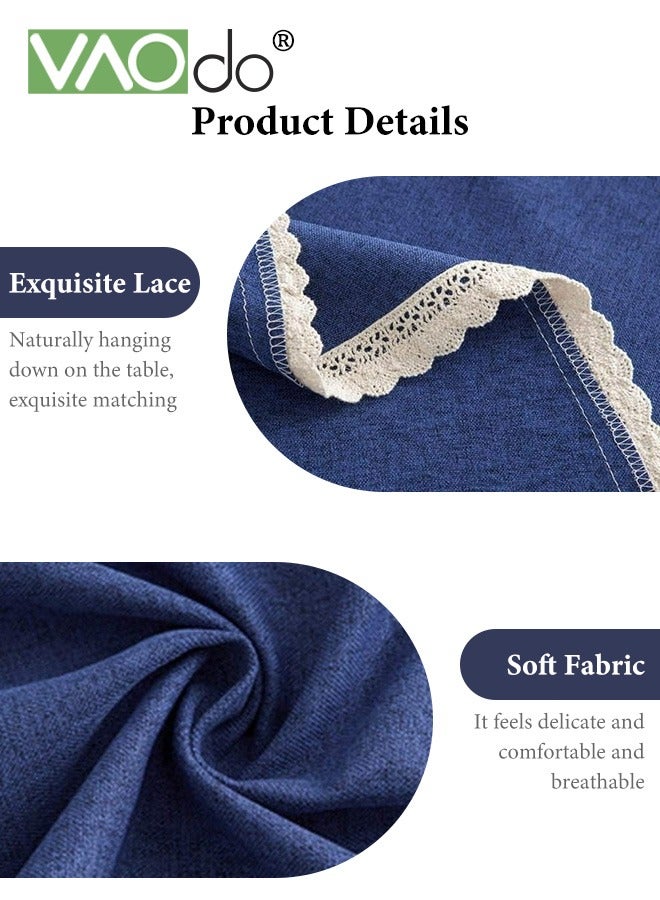 VAOdo Round Tablecloth With Trim, Stain Resistant Washable Table Cloths, Wrinkle Free Polyester Table Covers for Kitchen Dining Party Wedding Indoor and Outdoor 140CM - Image 4