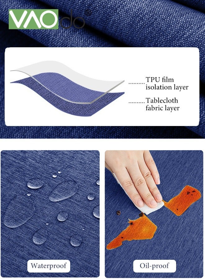 VAOdo Round Tablecloth With Trim, Stain Resistant Washable Table Cloths, Wrinkle Free Polyester Table Covers for Kitchen Dining Party Wedding Indoor and Outdoor 140CM - Image 5