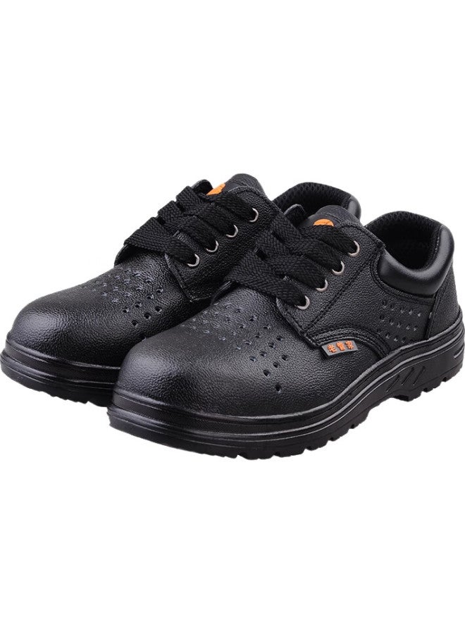 Old housekeeper Old Steward Labor Protection Shoes Men Summer Breathable Anti-Smashing Anti-Stab Steel Toe Cap Steel Plate Work Shoes Cowhide Safety Shoes 088B 43 - Image 2
