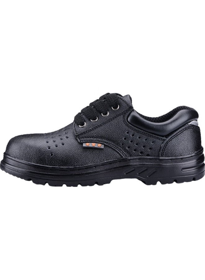 Old housekeeper Old Steward Labor Protection Shoes Men Summer Breathable Anti-Smashing Anti-Stab Steel Toe Cap Steel Plate Work Shoes Cowhide Safety Shoes 088B 43 - Image 1