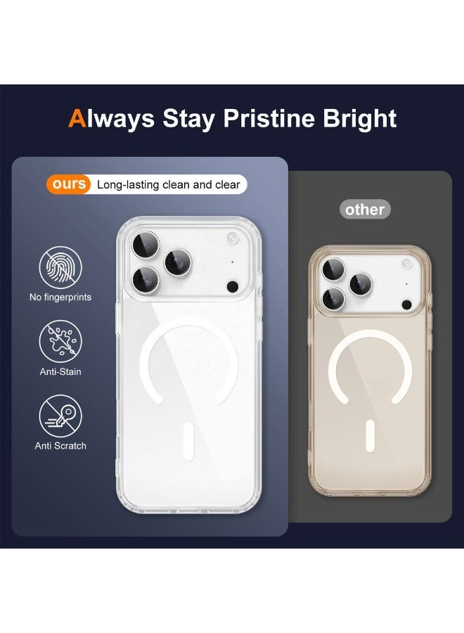 جومو ستور حافظة أيفون 17 برو ماكس الشفافة الصدمية المغناطيسية – غطاء أكريليك شفاف TPU مضاد للاصفرار لأيفون 17 برو ماكس، دعم الشحن اللاسلكي ومتوافق مع MagSafe - Image 4