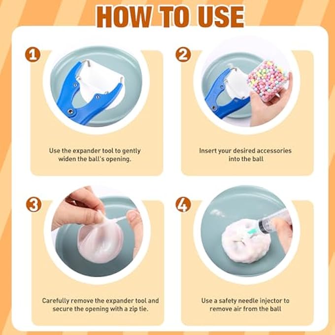 Simgoing 12 Sets Diy Stress Ball Making Kit Milky Blank With Skins Empty Squeeze Balls Fill Beads Expander Tool Vacuum Evacuating Device For Make Pressure Balls(Multicolored,A) - Image 3