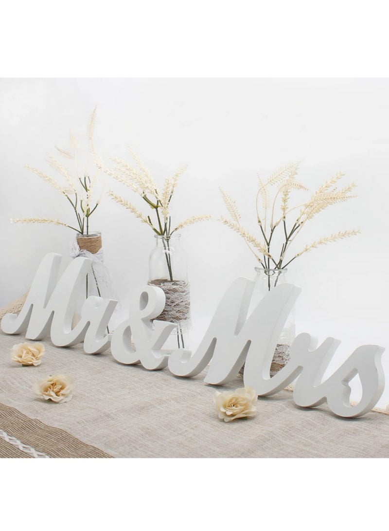 White Mr Mrs Sign for Wedding Table Large Mr and Miss Wooden Letters Party Decoration Head Table Wedding Wood Letter Just Married Sign Anniversary Party Valentines Day Decor - Image 1