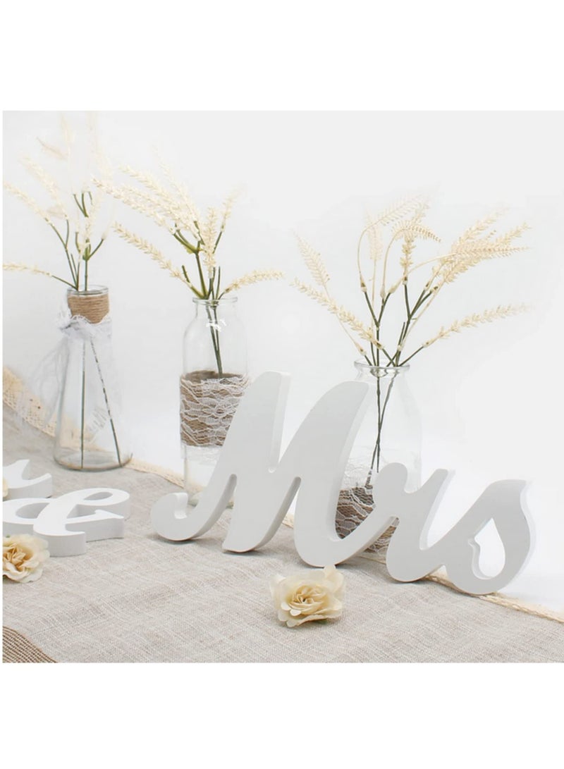 White Mr Mrs Sign for Wedding Table Large Mr and Miss Wooden Letters Party Decoration Head Table Wedding Wood Letter Just Married Sign Anniversary Party Valentines Day Decor - Image 2
